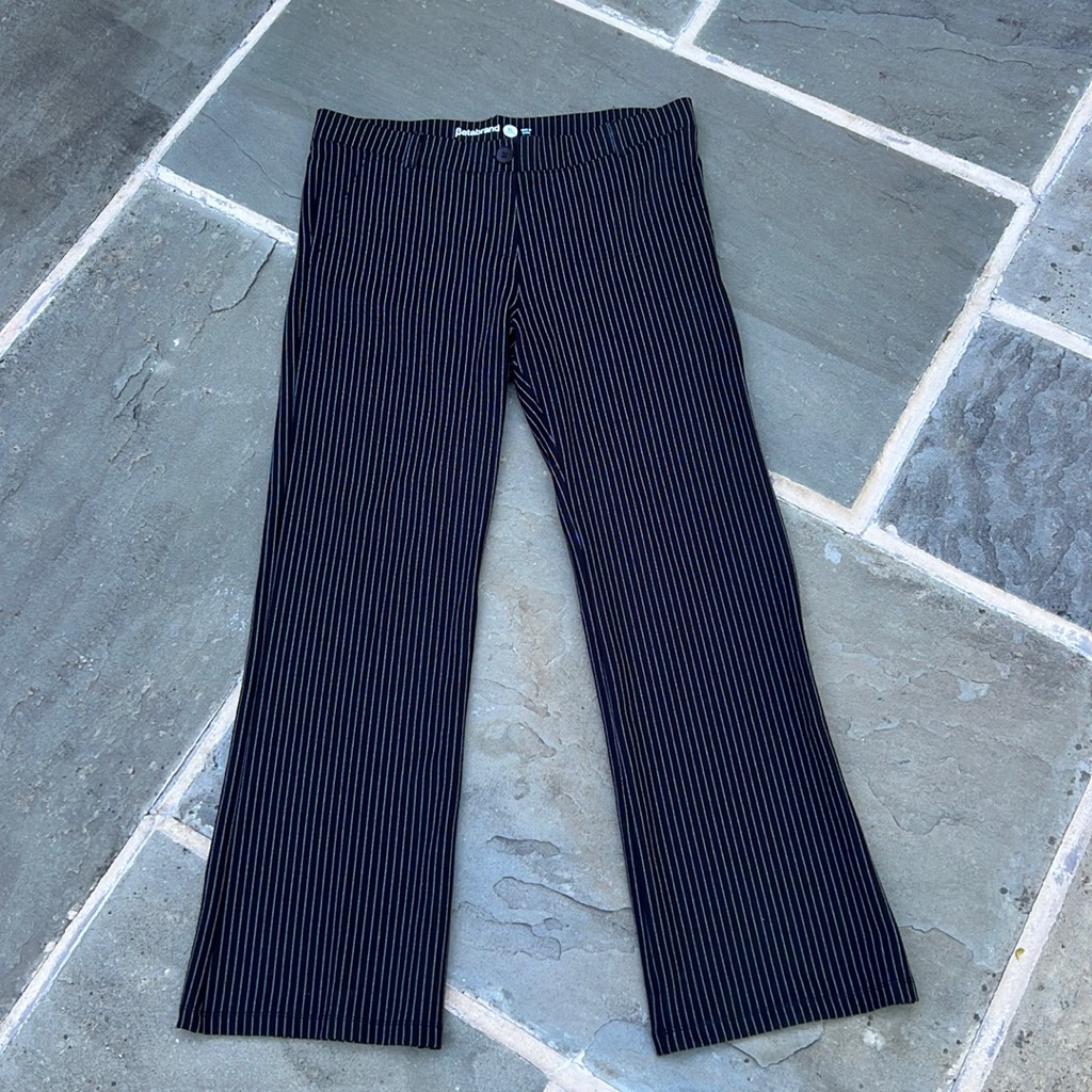 Betabrand Black And White Pinstripe Dress Yoga Pants Xl Petite